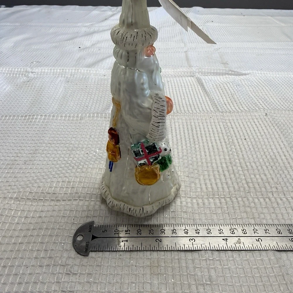 Vtg‎ Christopher Radko Slim Traveler Christmas Ornament White Santa Gifts Tree